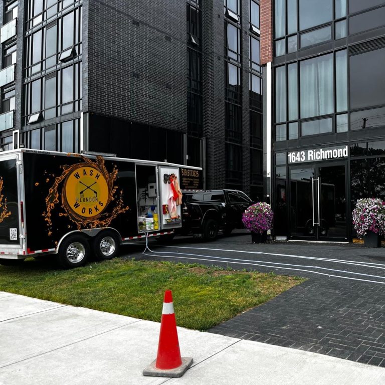 Pressure washing for a property management firm in London Ontario